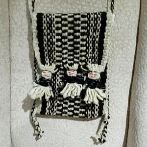 ARTISAN BOHO KNIT BAG WITH DOLLS HANDMADE CROSSBODY MINI NATIVE AMERICAN